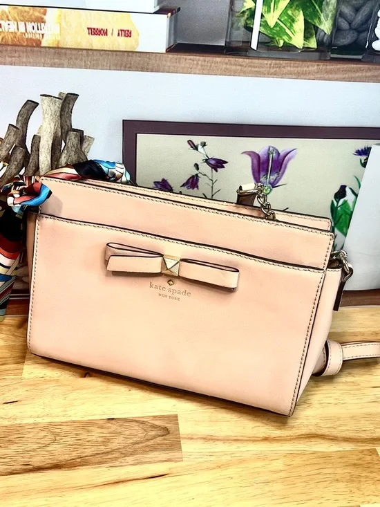 Kate Spade Beacon Court Angelica Crossbody Bag Ballet Pink Leather Bow - Picture 8 of 10